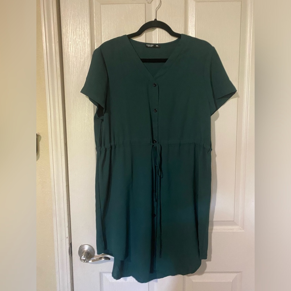 Forest Green Button-Down Dress